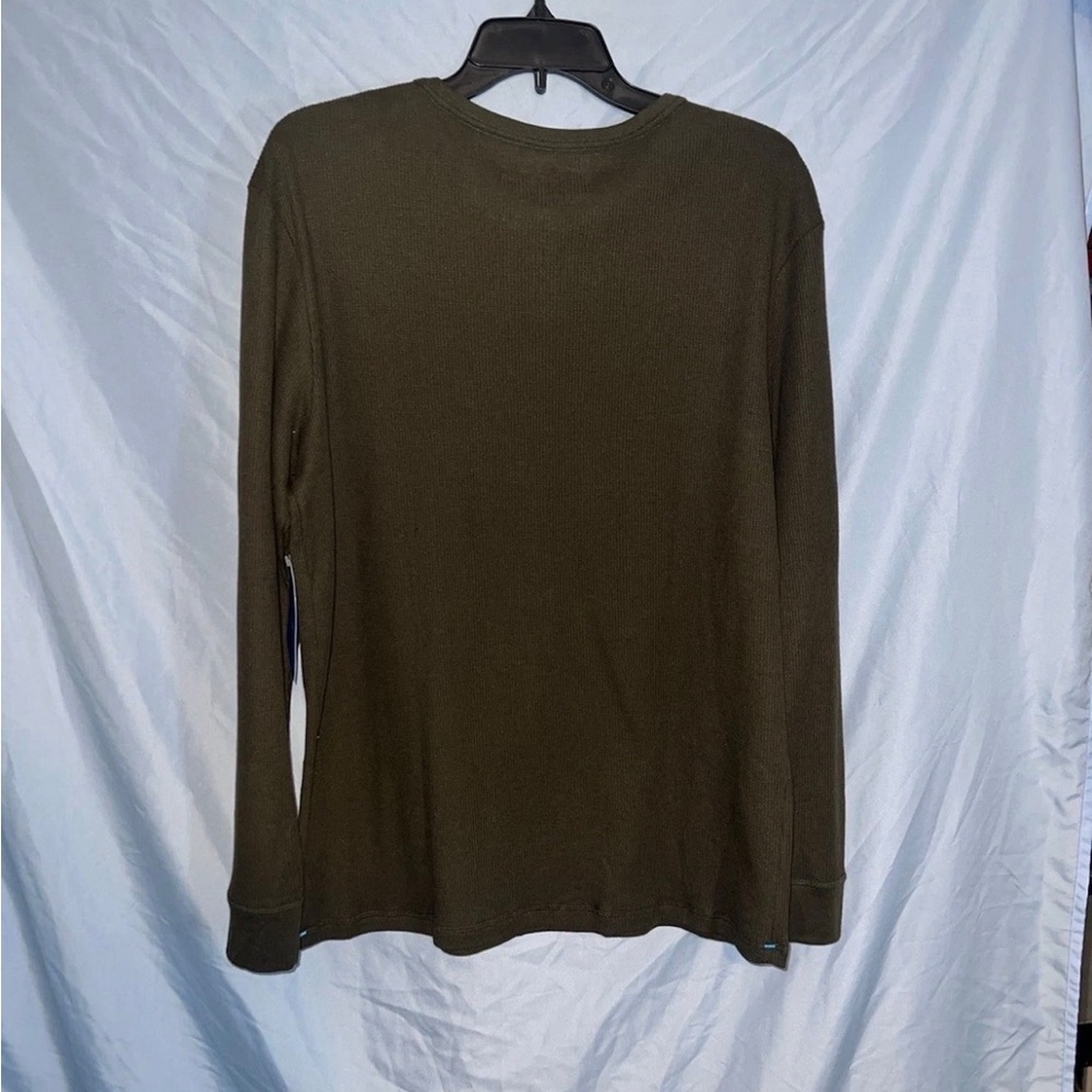 Columbia Men’s Waffle Knit Henley Long Sleeve Green Size M NWT - Picture 4 of 5